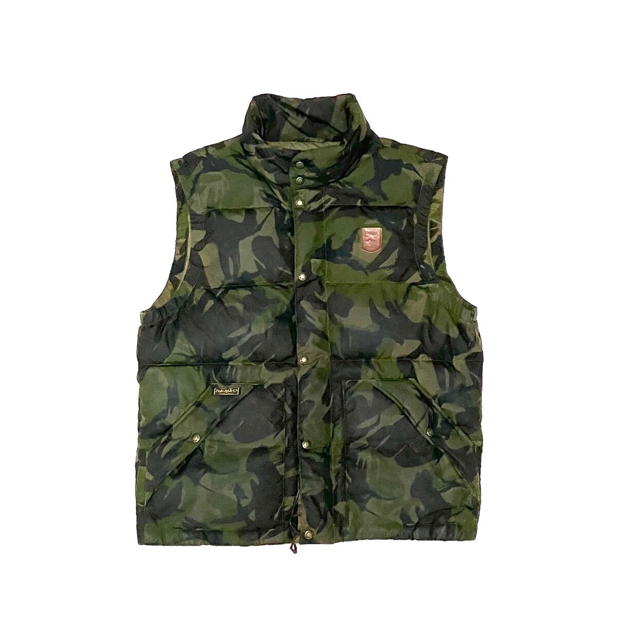 M ポロ ラルフローレン ダウンベスト DPM イギリス軍 迷彩 カモ POLO Ralph Lauren 中綿入り ヴィンテージ レザーパッチ アウター拍卖