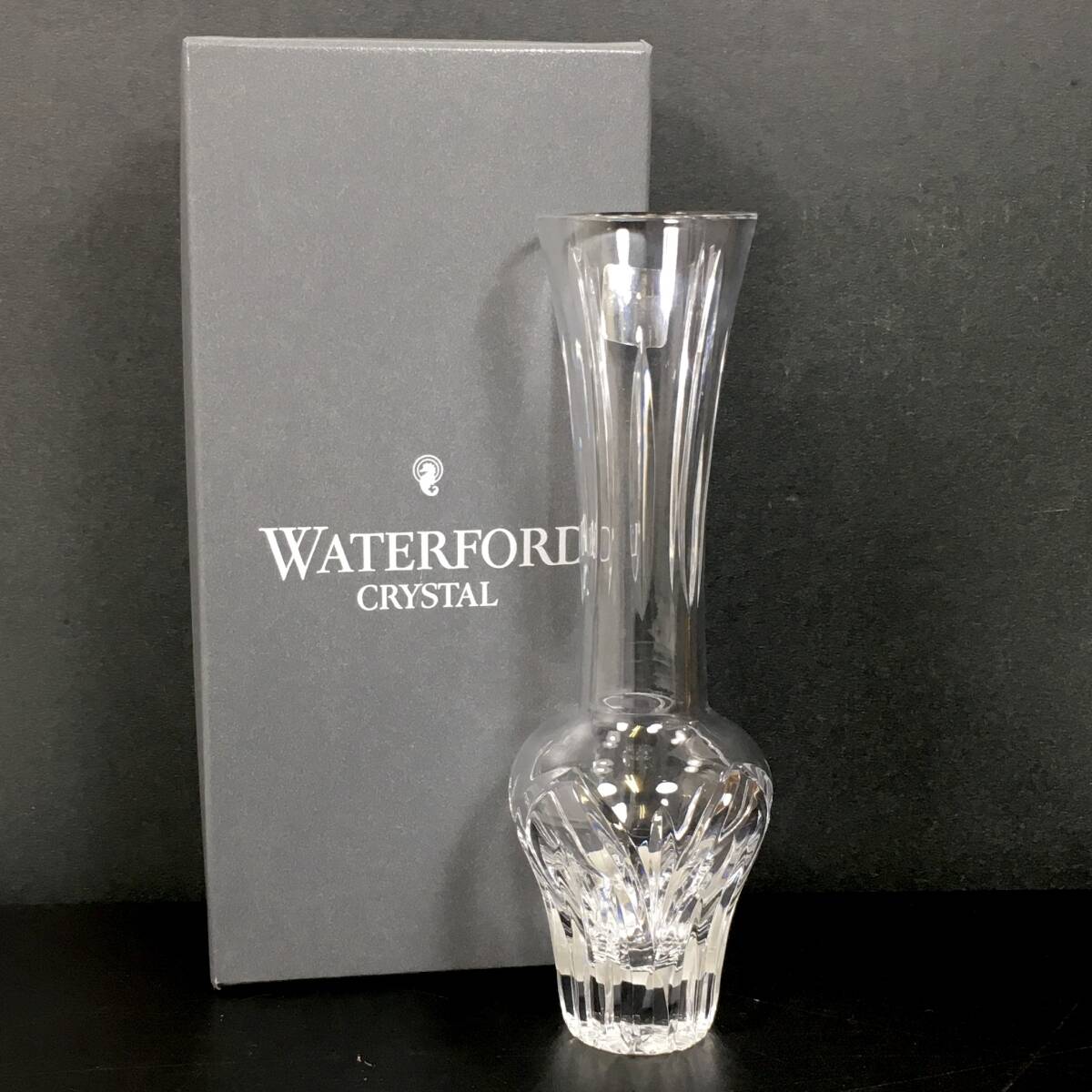 *【未使用】WATERFORD CRYSTAL 一輪挿し 花瓶 花器 花入 インテリア 置物 ウォーターフォード クリスタル 箱付き拍卖