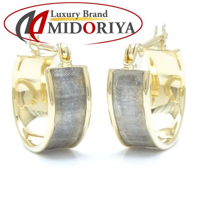 フープ ピアス コンビカラー K18YG イエローゴールドxK18WG ホワイトゴールド /28090【中古】拍卖