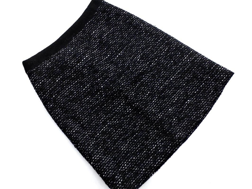 INDIVI インディヴィ ウール混 ツイード Aライン 台形 スカート size36/黒 ◇■ ☆ ejc2 レディース拍卖