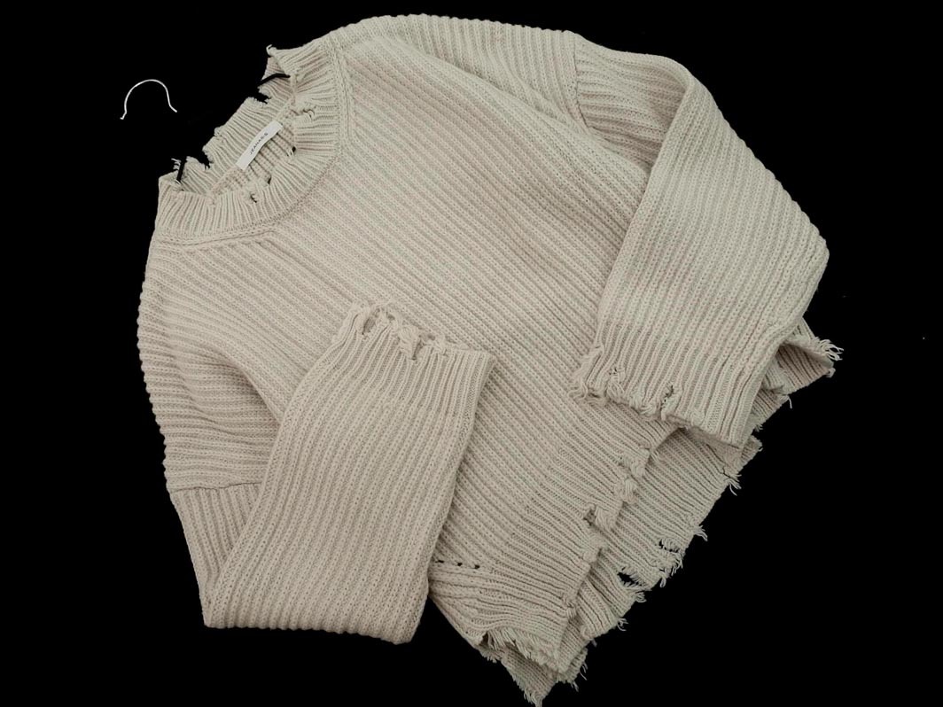 JEANASIS ジーナシス ダメージ加工 ニット セーター sizeF/ライトグレー ◇■ ☆ ejc4 レディース拍卖