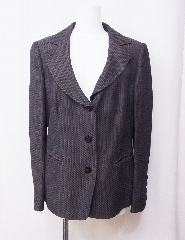 W*お買得!アルマーニ コレッツォーニ ARMANI COLLEZIONI ジャケット ラミー素材(麻系) *糸ツレ 44 チャコール系 nm4606202204拍卖