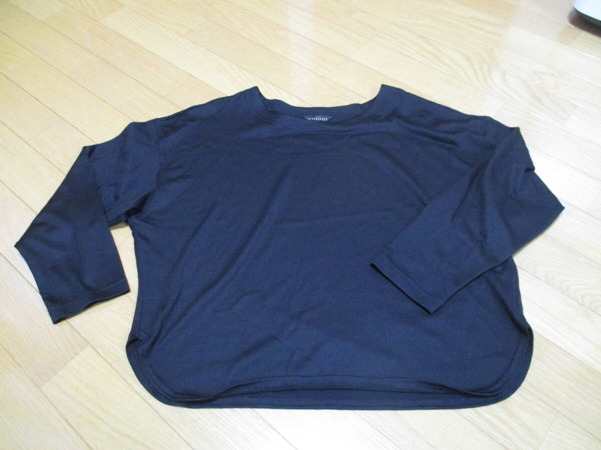 レナウン・ヱンジュール★<ウール100%長袖丸首・カットソー>★11号 黒拍卖