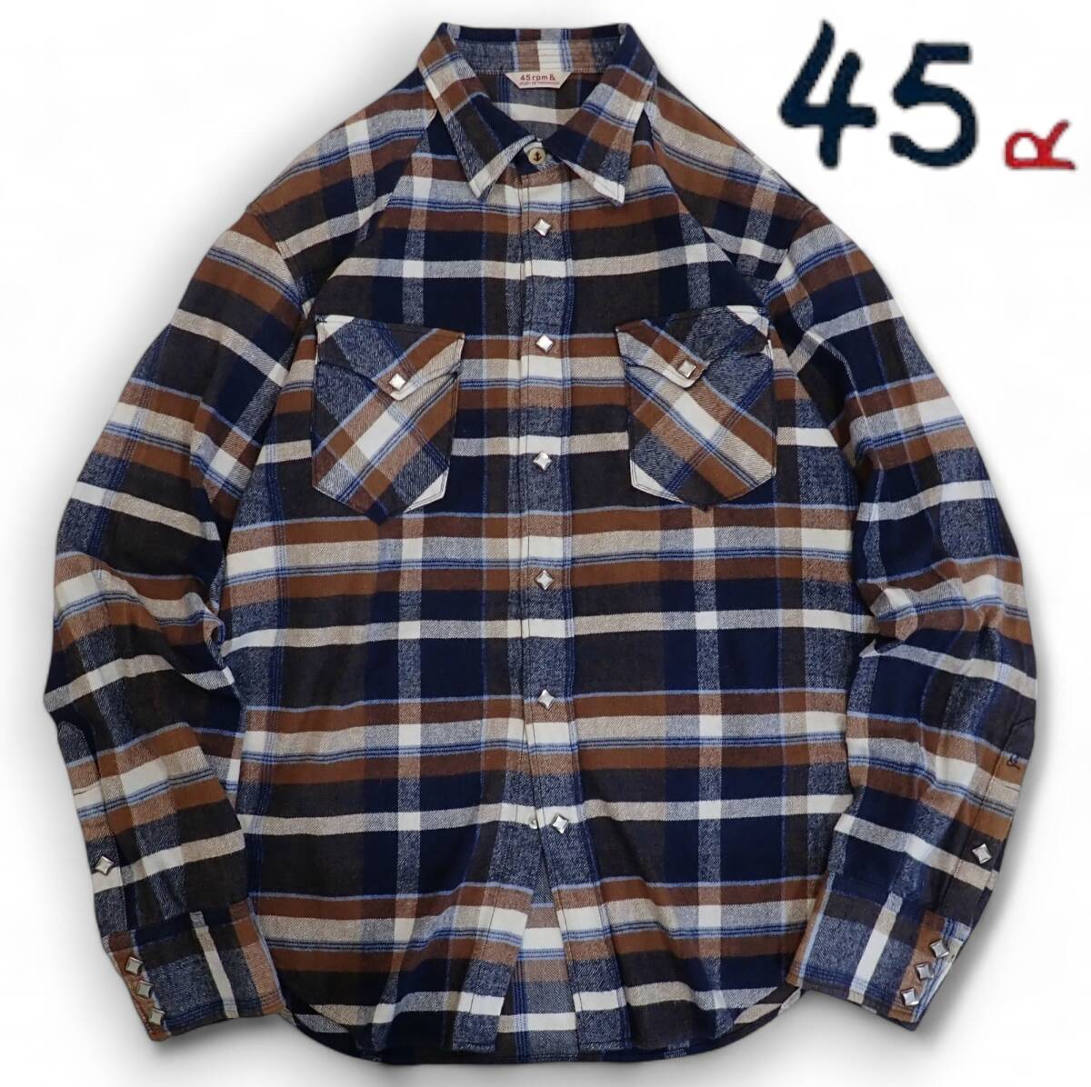 6186/美品 45rpm & JOUBU DE NAGAMOCHI チェック柄 長袖フランネルシャツ 4size●ネルシャツ ウエスタン インド●洗濯プレス済●古着拍卖