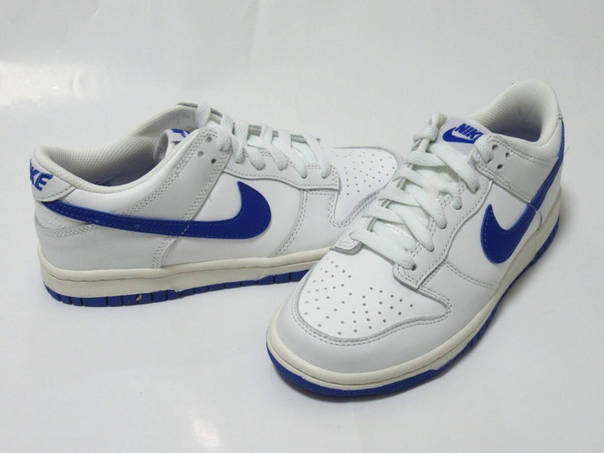 NIKE DUNK LOW GS 白 青 23cm ナイキ ダンク ロー キッズ レディース ハイパーロイヤル DH9765-105拍卖