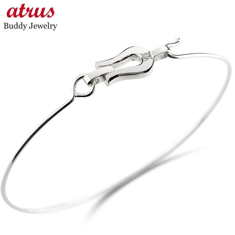 メンズ ブレスレット バングル シルバー925 ダイヤモンド 馬蹄 ホースシュー 一粒 sv 華奢 細身拍卖
