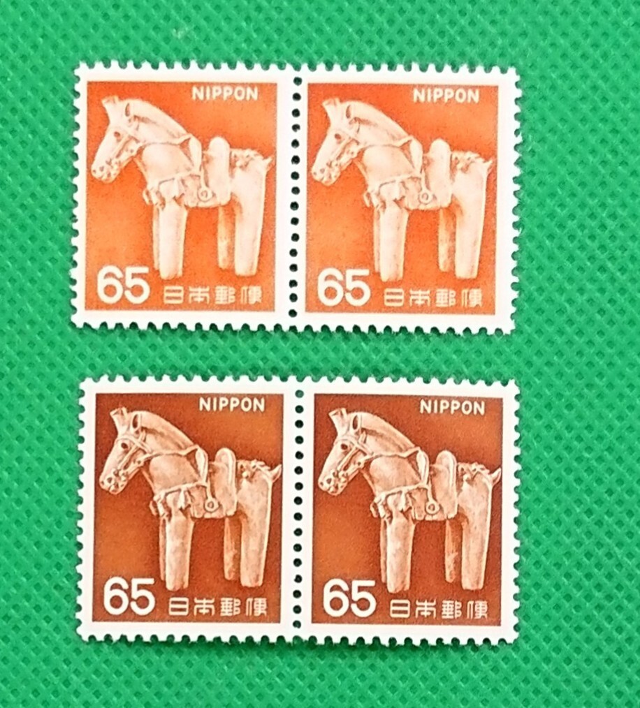 はにわの馬/65円/2枚ブロック/第1次ローマ字入り/第2次ローマ字入り/計4枚/未使用/NH/シミ無/シワ無/極上美品/裏糊良好/普通切手/No.688拍卖