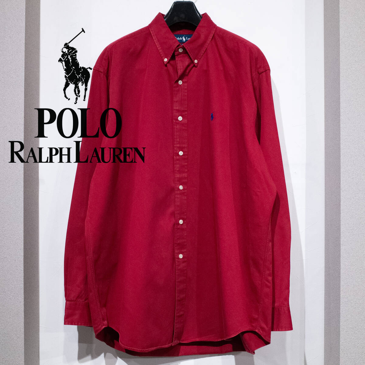 XL / 90s POLO by RALPH LAUREN ラルフローレン BLAKE ブレーク コットンツイル BDシャツ バーガンディ 赤 オーバーサイズ 古着 アメカジ拍卖