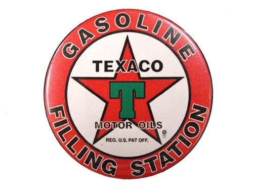 ビッグ缶バッチ TEXACO テキサコ アメリカ雑貨 アメリカン雑貨拍卖