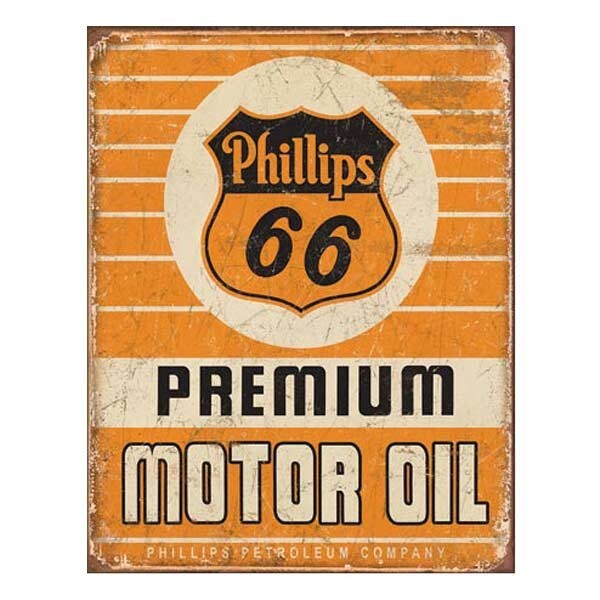 ブリキ看板 Phillips 66 Premium Oil フィリップス 1996 ティンサインプレート アメリカン雑貨 アメ雑拍卖
