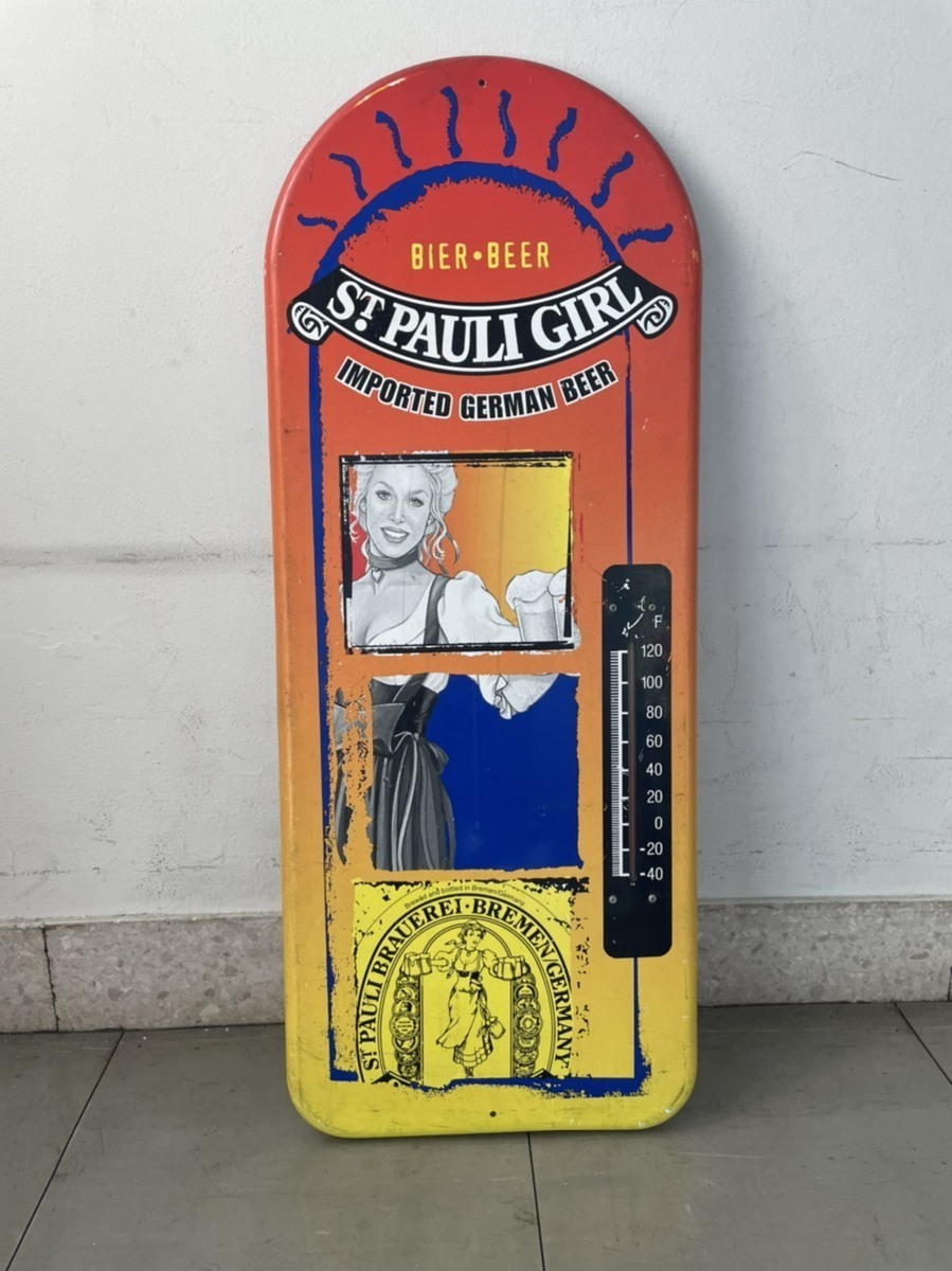 St PAULI GIRL BEER ヴィンテージ ディスプレイ サイン 温度計付 看板 アメリカン雑貨拍卖