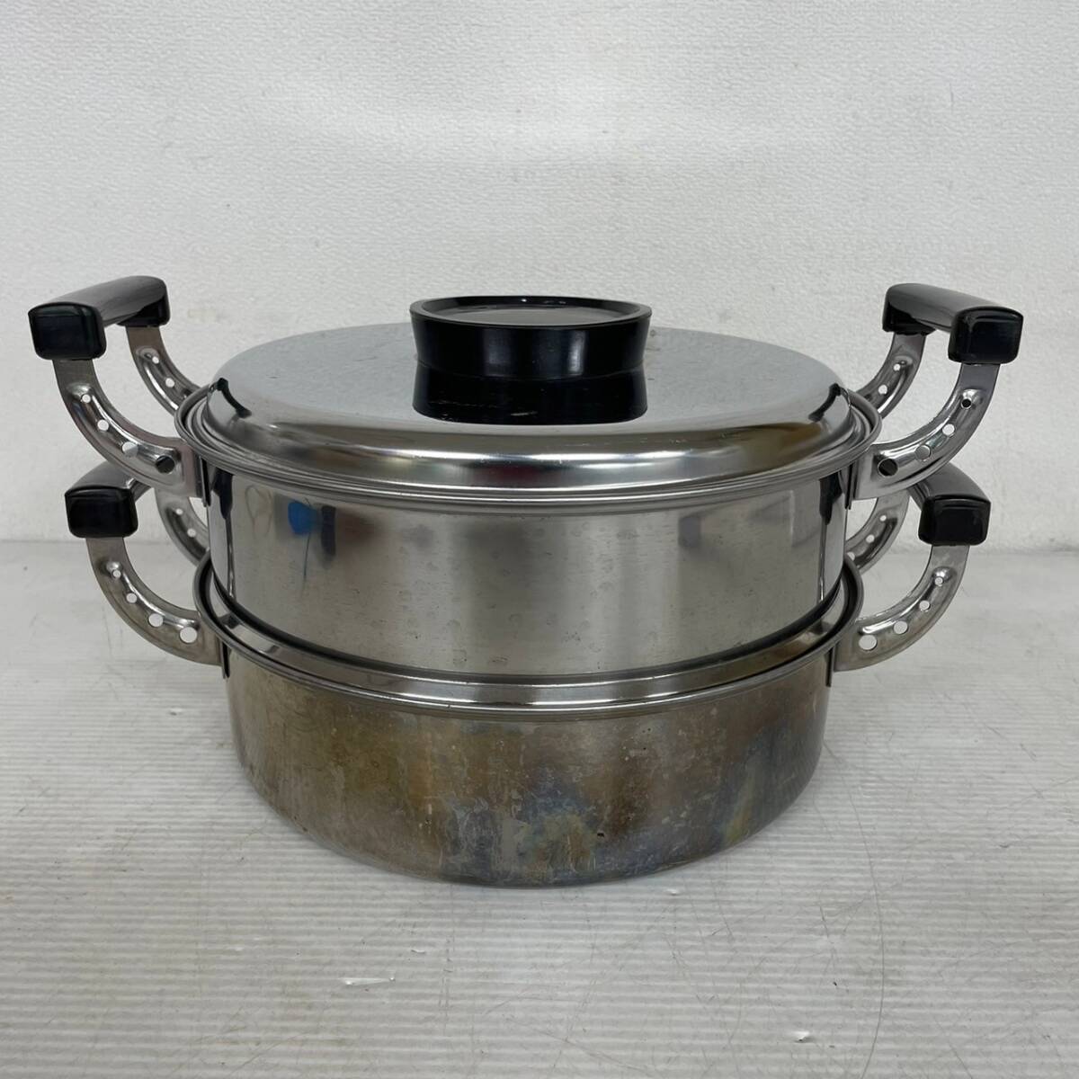 ステンレス製 2段蒸し器 茶碗蒸し せいろ J0432拍卖