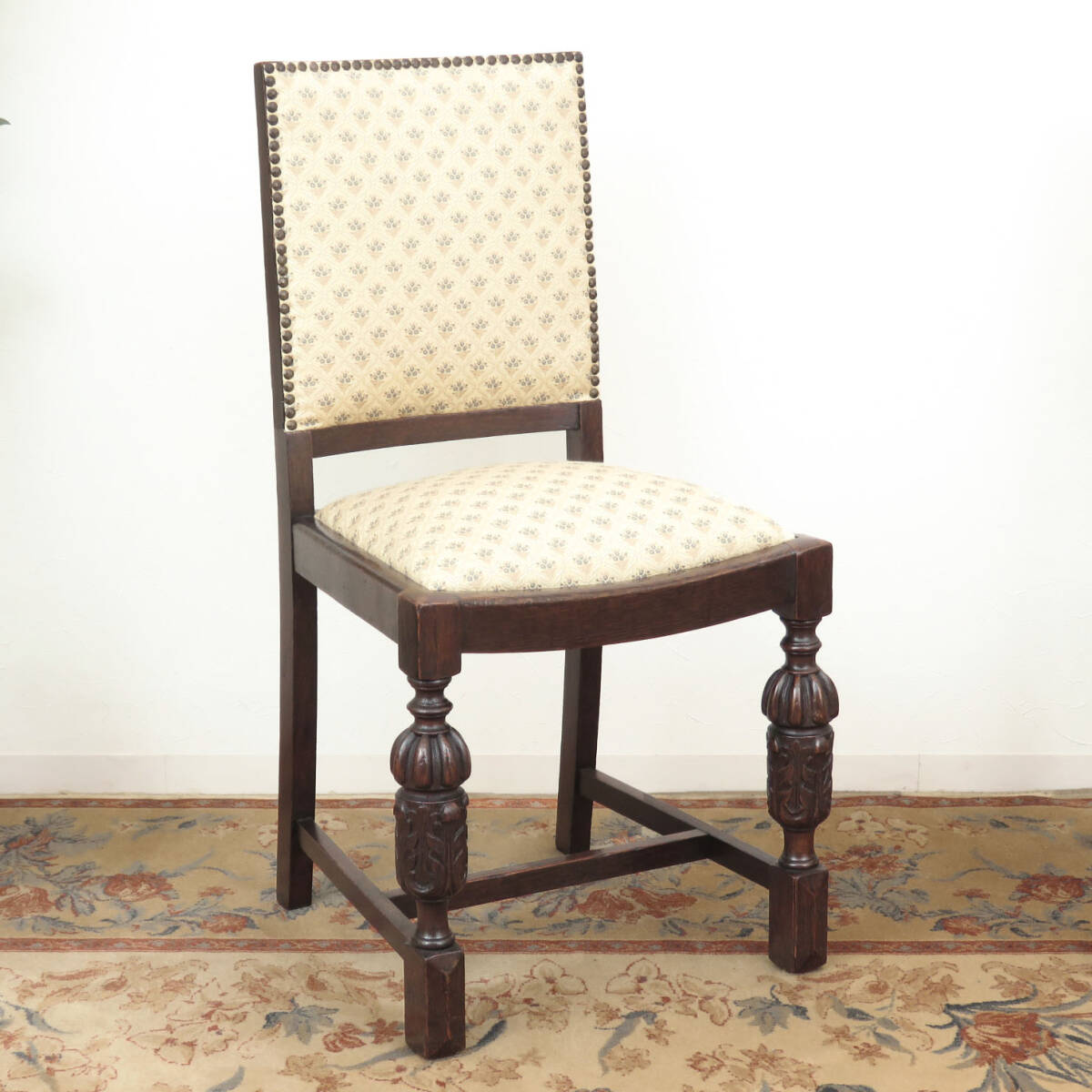 イギリスのブルボーズレッグの単品の椅子/ダイニングチェア/ホールチェア/木製/イス/店舗什器/ディスプレイ/インテリア/AL-2397-1拍卖