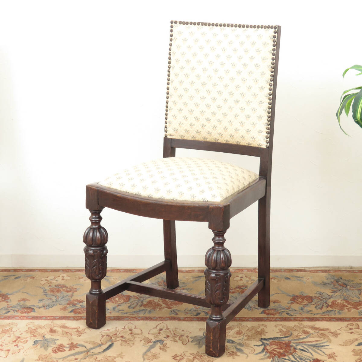 イギリスのブルボーズレッグの単品の椅子/ダイニングチェア/ホールチェア/木製/イス/店舗什器/ディスプレイ/インテリア/AL-2397-2拍卖