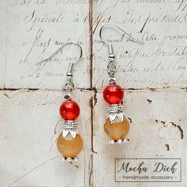 赤メノウとアラゴナイトのピアス拍卖