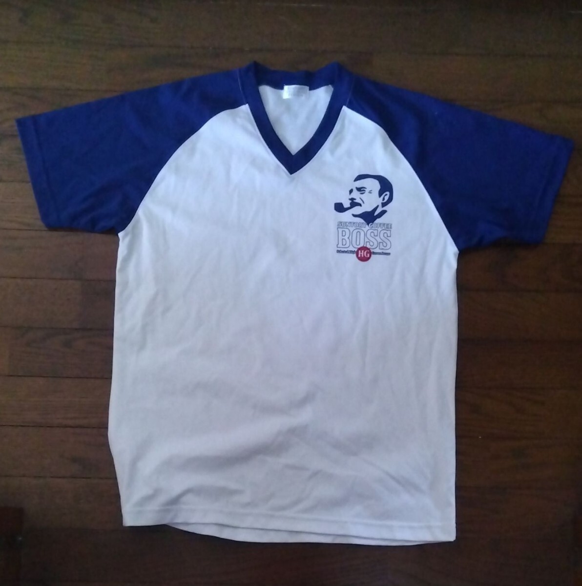 半袖 Tシャツ 白 BOSS ボス 青 Vネック 男女兼用 サイズ不明拍卖