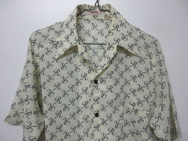 昭和レトロ 半袖 柄シャツ L LONDON Rマーク テトロン デート用 ヴィンテージ JAPAN古着 sy2536拍卖