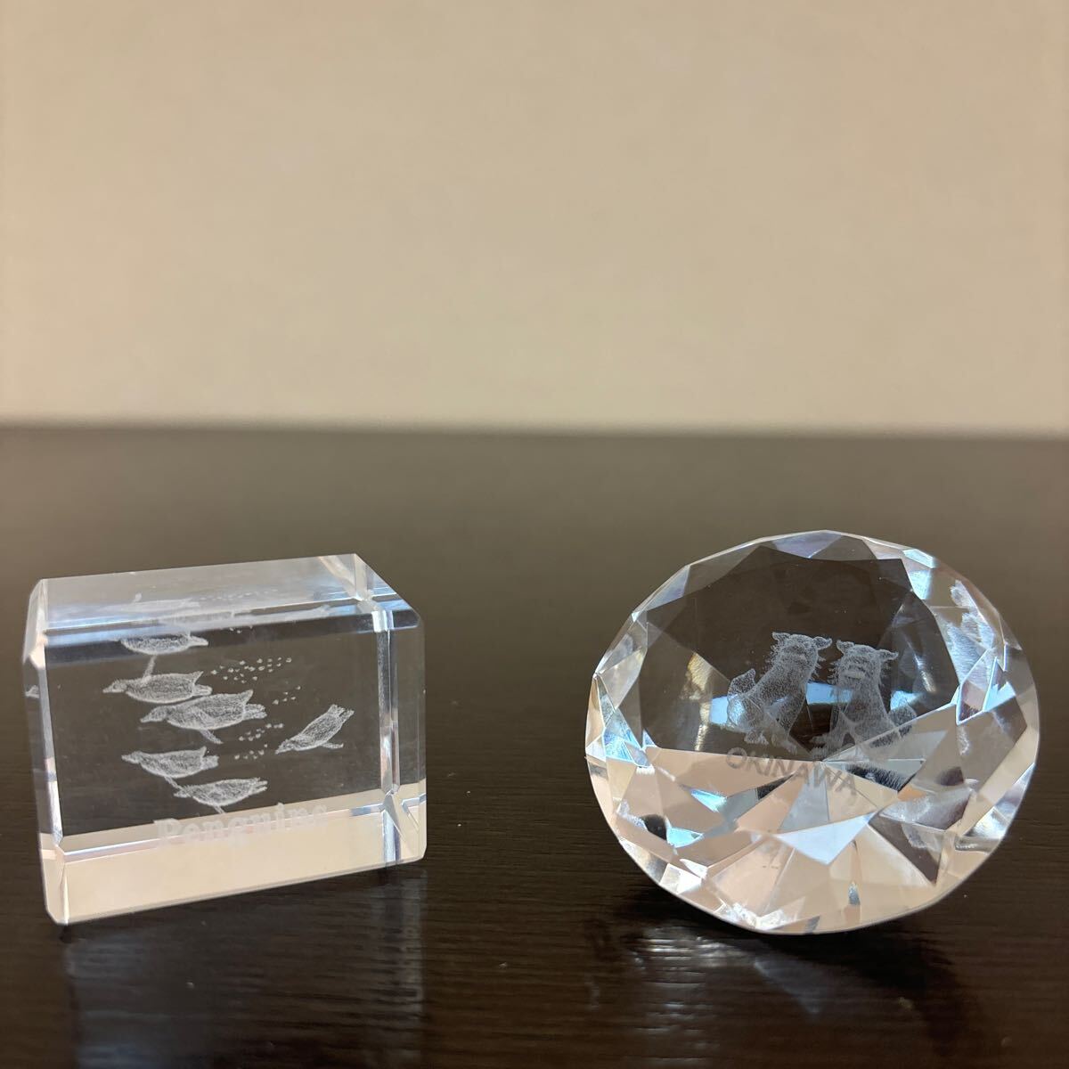 マリン ライフ コレクション ペンギンズ と おまけ OKINAWA シーサー 3D クリスタル 中古品拍卖