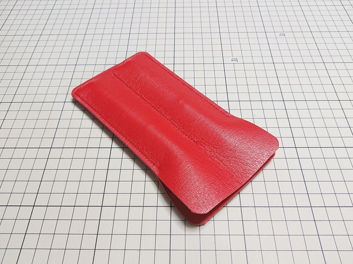 レザー◆本革 ペンケース ホルダー 独立 牛革 2本用 170x90mm 17g 1 赤系拍卖