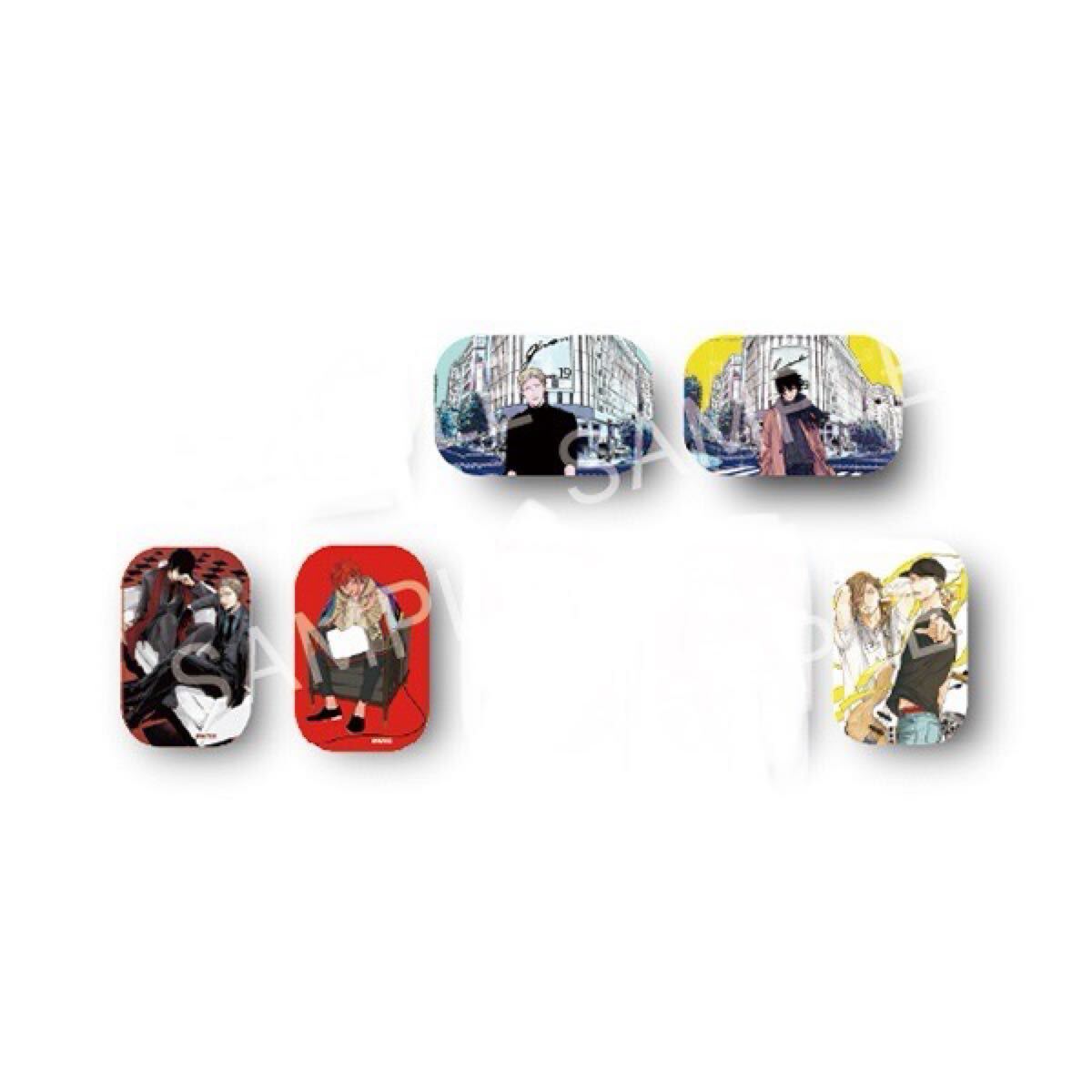 ギヴン キヅナツキ スクエア缶バッジ 真冬 秋彦 春樹 雨月拍卖