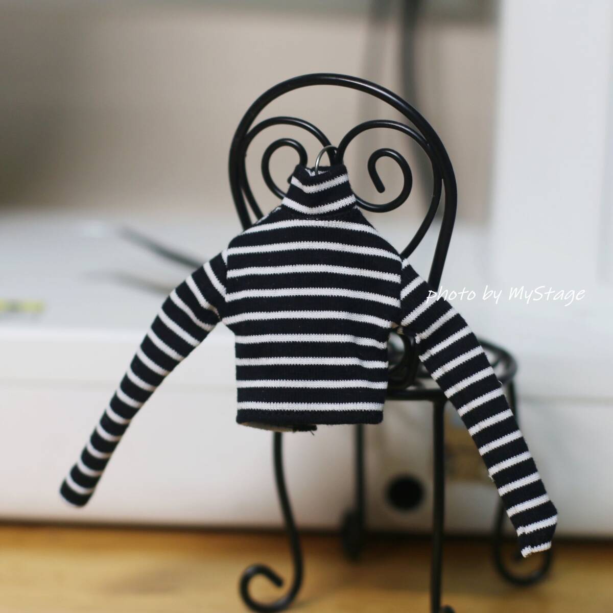 人形服a4201ハイネック長袖Tシャツ(白黒ボーダー)momokoジェニー用拍卖