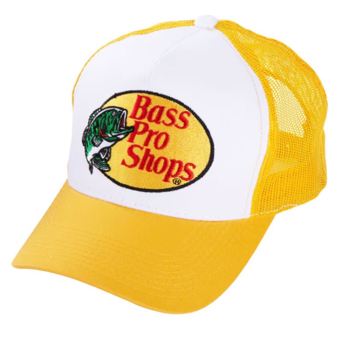 キャップ バスプロショップス bass pro shops cap hat 新品 メッシュキャップ スナップバック 日本未発売 長瀬智也 釣り ホワイト/イエロー拍卖