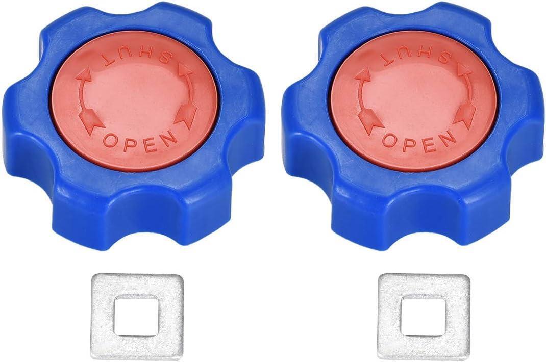 外部蛇口 ラウンドホイールハンドル プラスチック スクエアブローチ 6x6 mm ホイール外径49 mm ABS ブルー レッド 2個拍卖