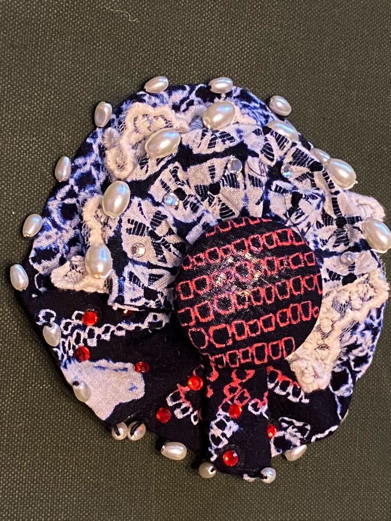 有松絞り コサージュ ブローチ ハンドメイド 手作り拍卖