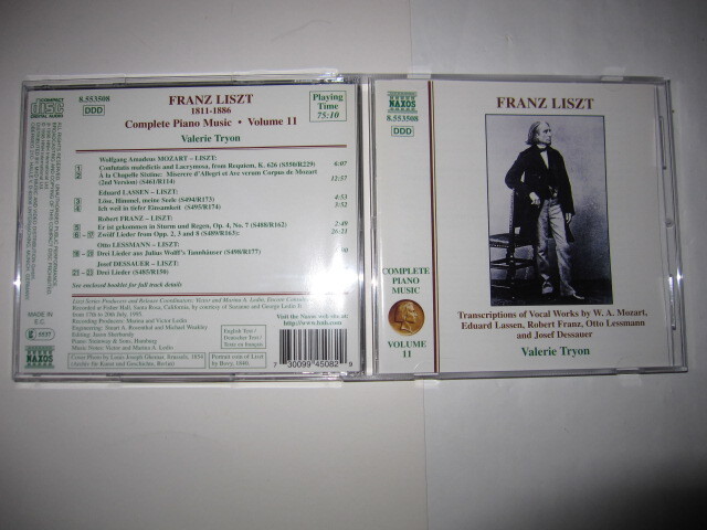 リスト:ピアノ曲全集第11集/モーツァルト、ラッセンらによる声楽曲のピアノ編曲集 ヴァレリー・トリオン NAXOS拍卖