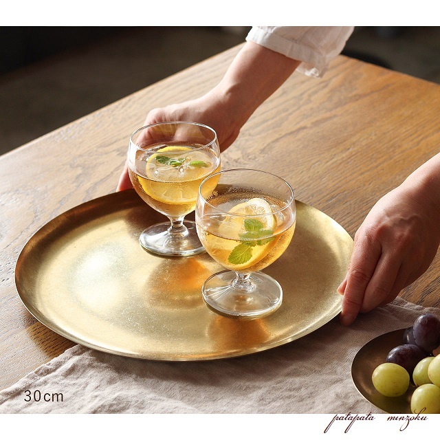 ゴールド ステンレス プレート 30cm インブルーム in bloom 皿 大皿 ディーナープレート トレイ拍卖