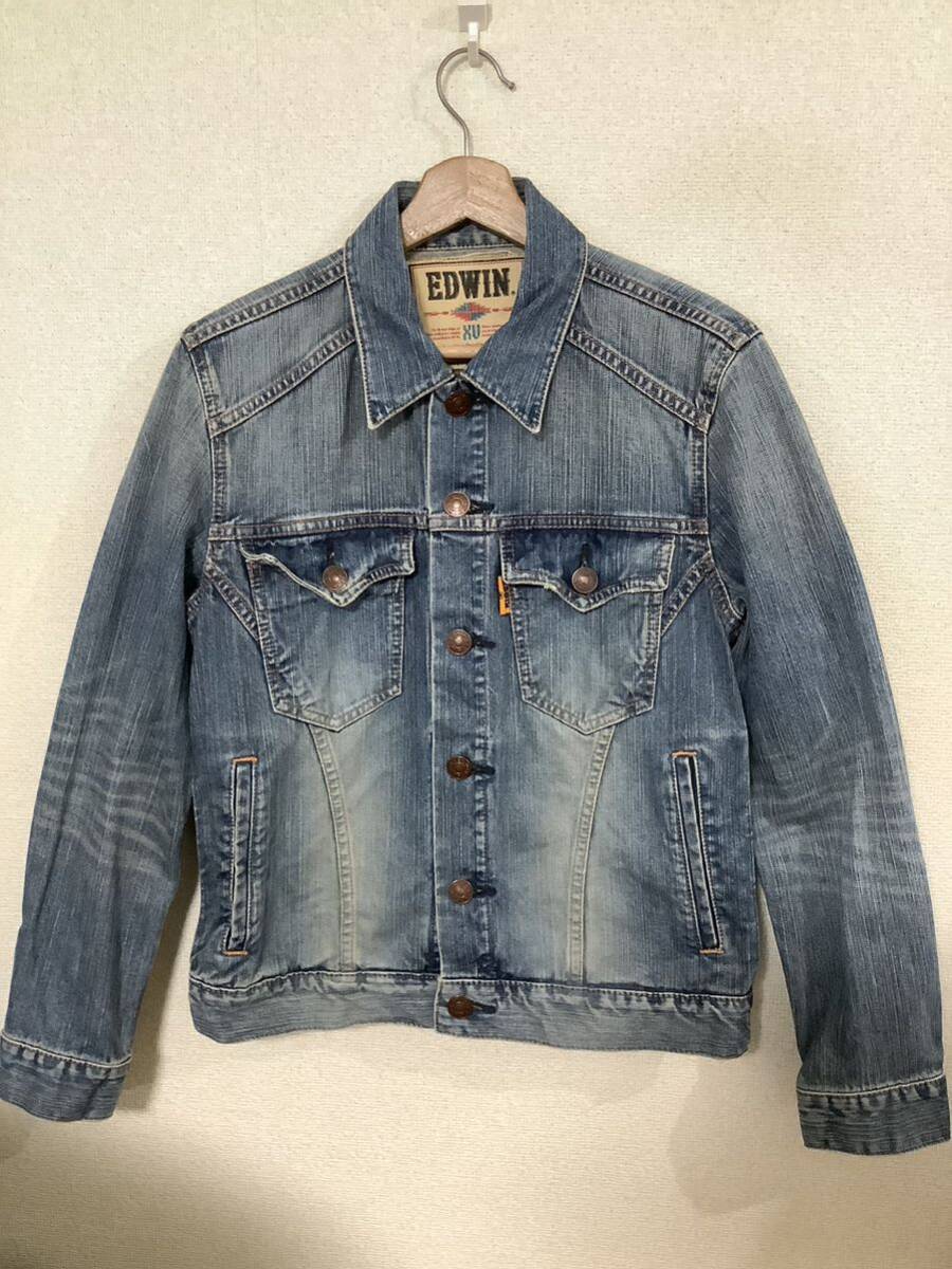 EDWIN エドウィン オレンジタブ デニムジャケット ジージャン アメカジ カジュアル メンズ 古着 M拍卖