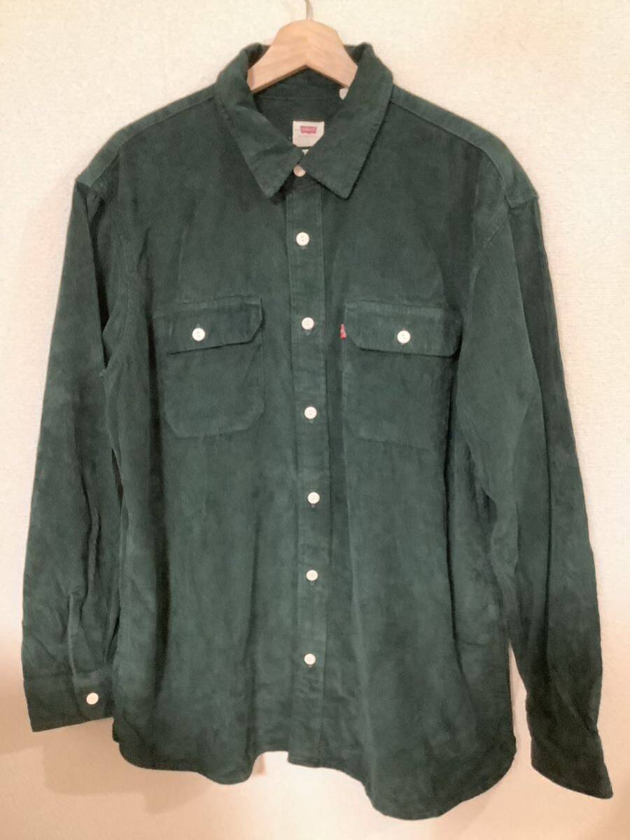 levi's リーバイス コーデュロイシャツ 長袖シャツ ダークグリーン カジュアル アメカジ メンズ 古着 ビンテージ拍卖