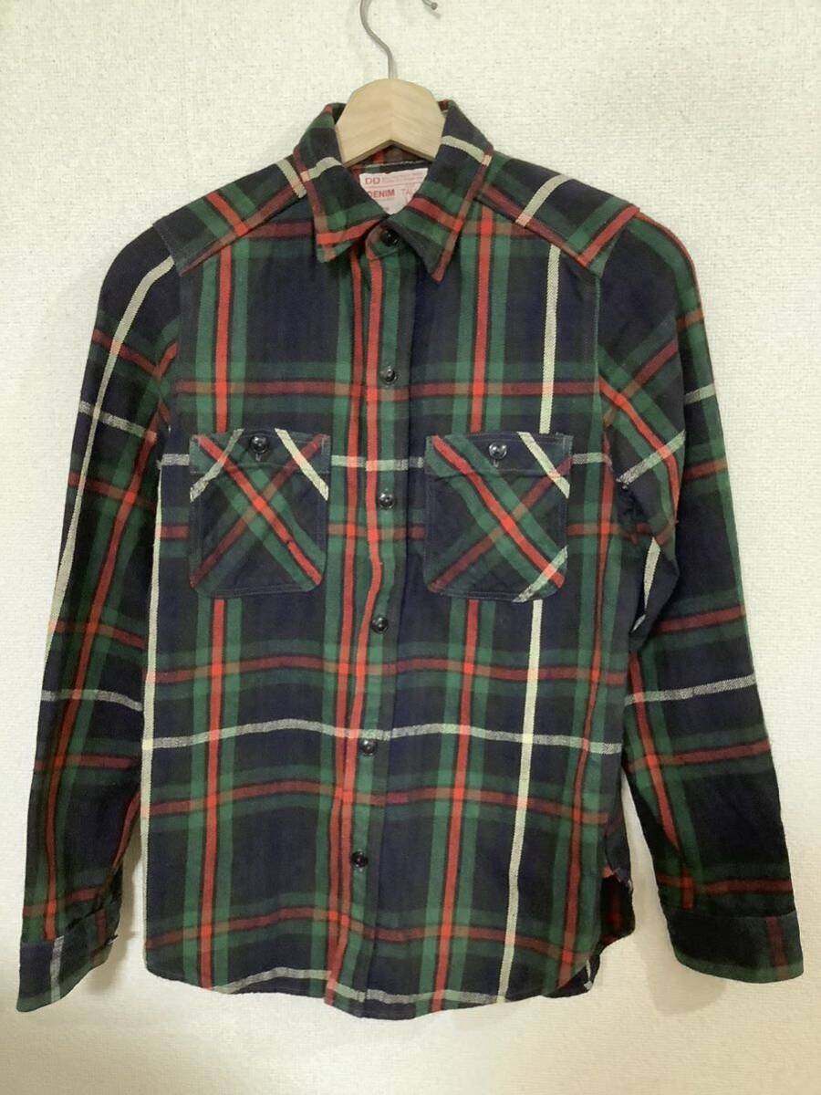DENIM DUNGAREE デニムアンドダンガリー チェック柄 ネルシャツ 長袖シャツ グリーン 子供服 カジュアル ふる拍卖