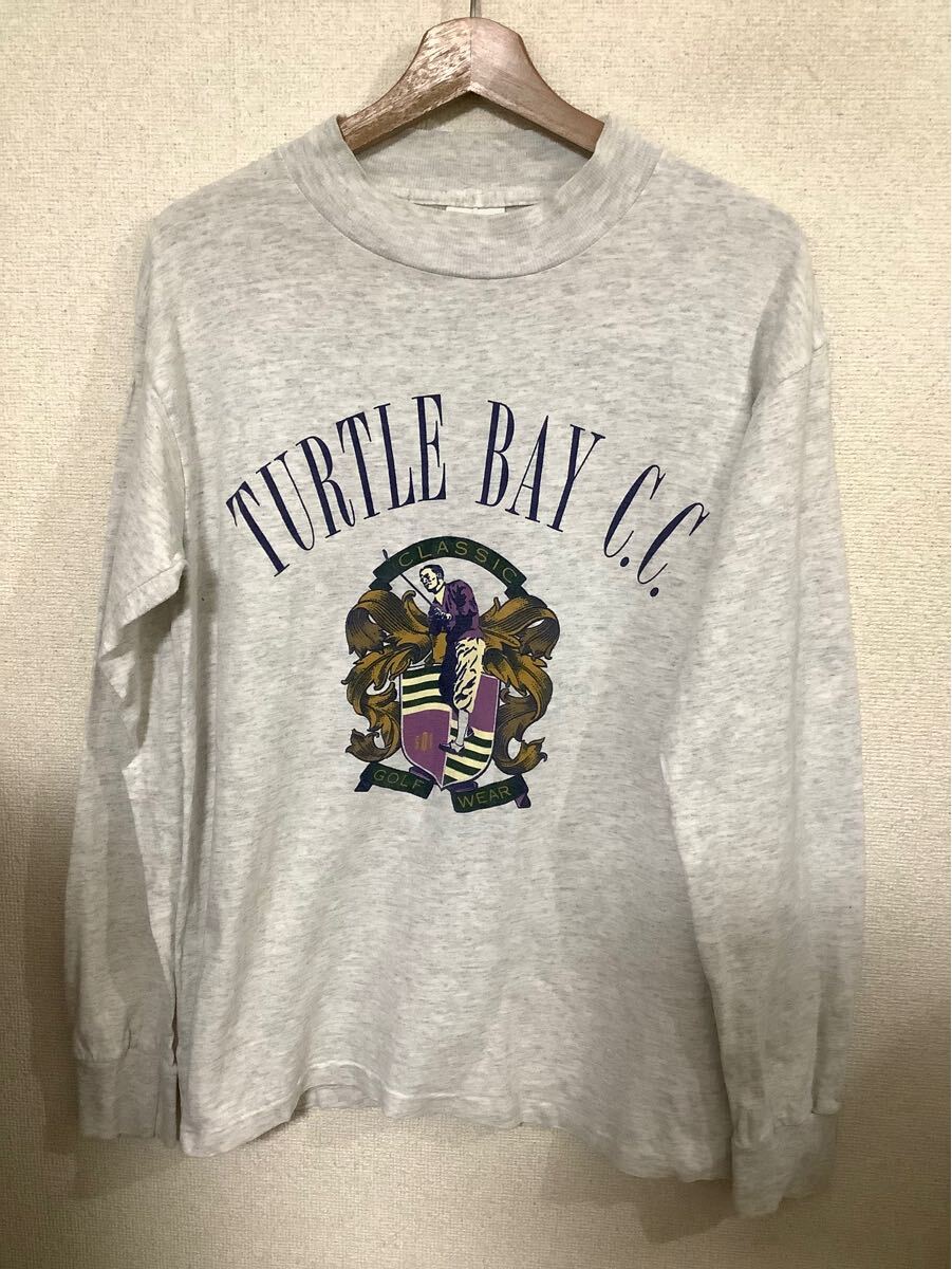 SDI USA製 ビンテージ プリント 長袖Tシャツ カットソー ロングTシャツ モックネック グレー カジュアル メンズ S拍卖