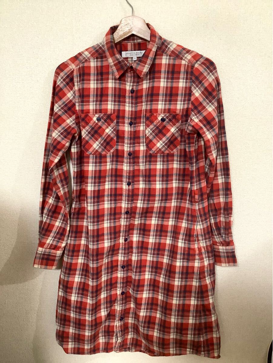 BEAUTY&YOUTH UNITEDARROWS ビューティーユース チェック柄 ネルシャツワンピース セレクト レディース 古着拍卖