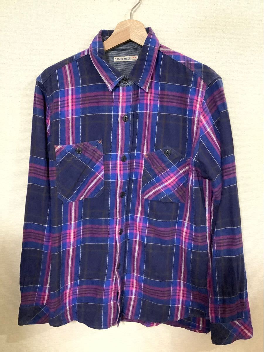 GAIJIN MADE ガイジンメイド チェック柄 ネルシャツ コットンシャツ 外人公司 セレクト カジュアル メンズ 古着 M拍卖