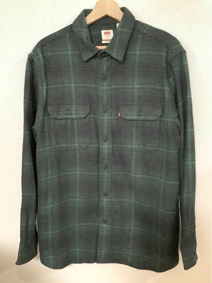 levi's リーバイス チェック柄 コットンシャツ ネルシャツ グリーン カジュアル アメカジ 古着 ビンテージ M拍卖