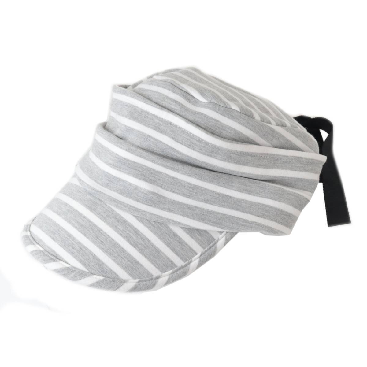 【中古】 COO COMPANY 株式会社クー レディースキャップ キャスケット ワークキャップ 帽子 ボーダー ライトグレー 内周約55cm NT Bランク拍卖