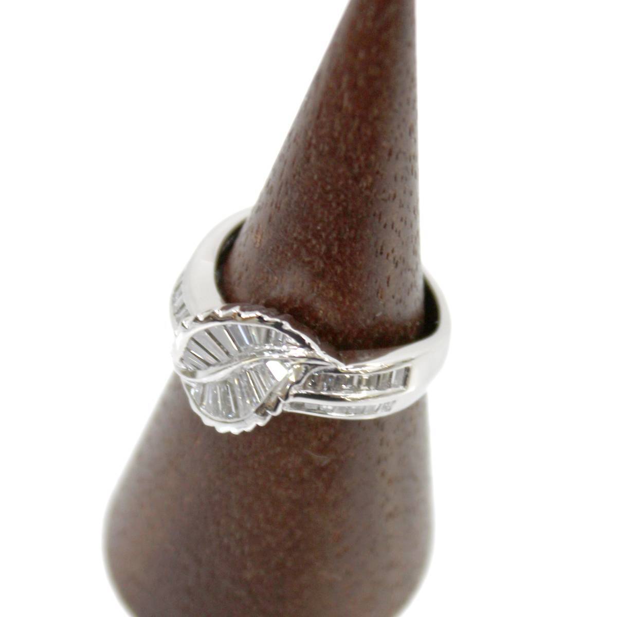 Pt900 ダイヤモンド リング リーフデザイン 天然ダイヤモンド豪華1.17ct 指輪 12号 8.4g 磨き仕上げ品 KS-nt Aランク拍卖