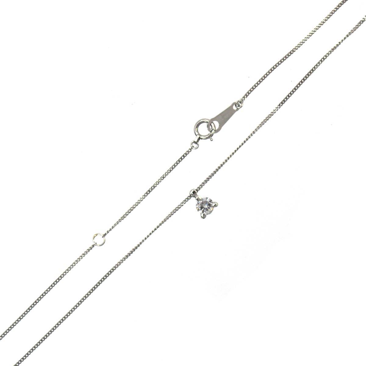 Pt850 プラチナ 1P ダイヤモンド ペンダント ネックレス 40cm 0.24ct 2.1g KA Bランク拍卖