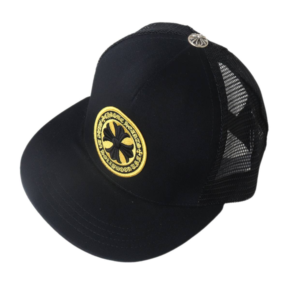 CHROME HEARTS/クロムハーツ トラッカーキャップラウンドパッチ CHクロス ブラック×イエロー ONE SIZE/53-60 NT 未使用品 Nランク拍卖