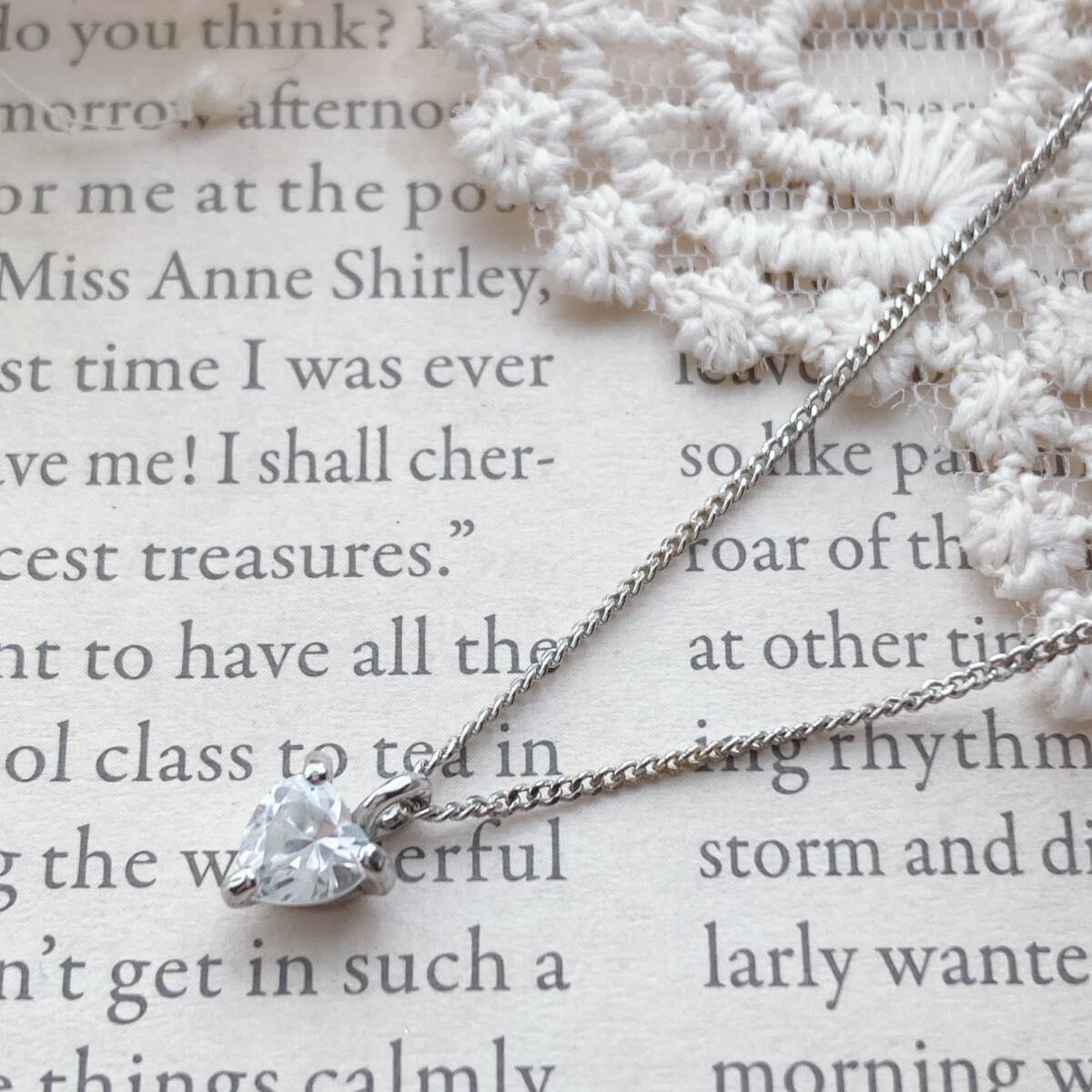 ネックレス ショート ハートシェイプダイヤ調 シルバー NS刻印 美品☆Vintage jewelry accessoriesk0915 拍卖