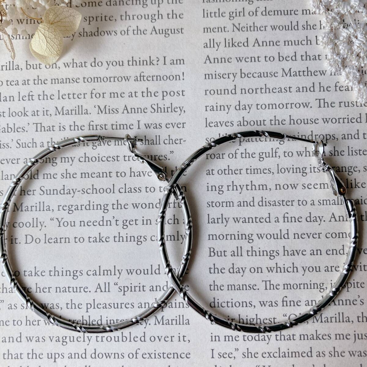 ピアス フープ 大き目 5cm 細目 シルバーカラー シンプル☆Vintage jewelry accessoriesk0918 拍卖