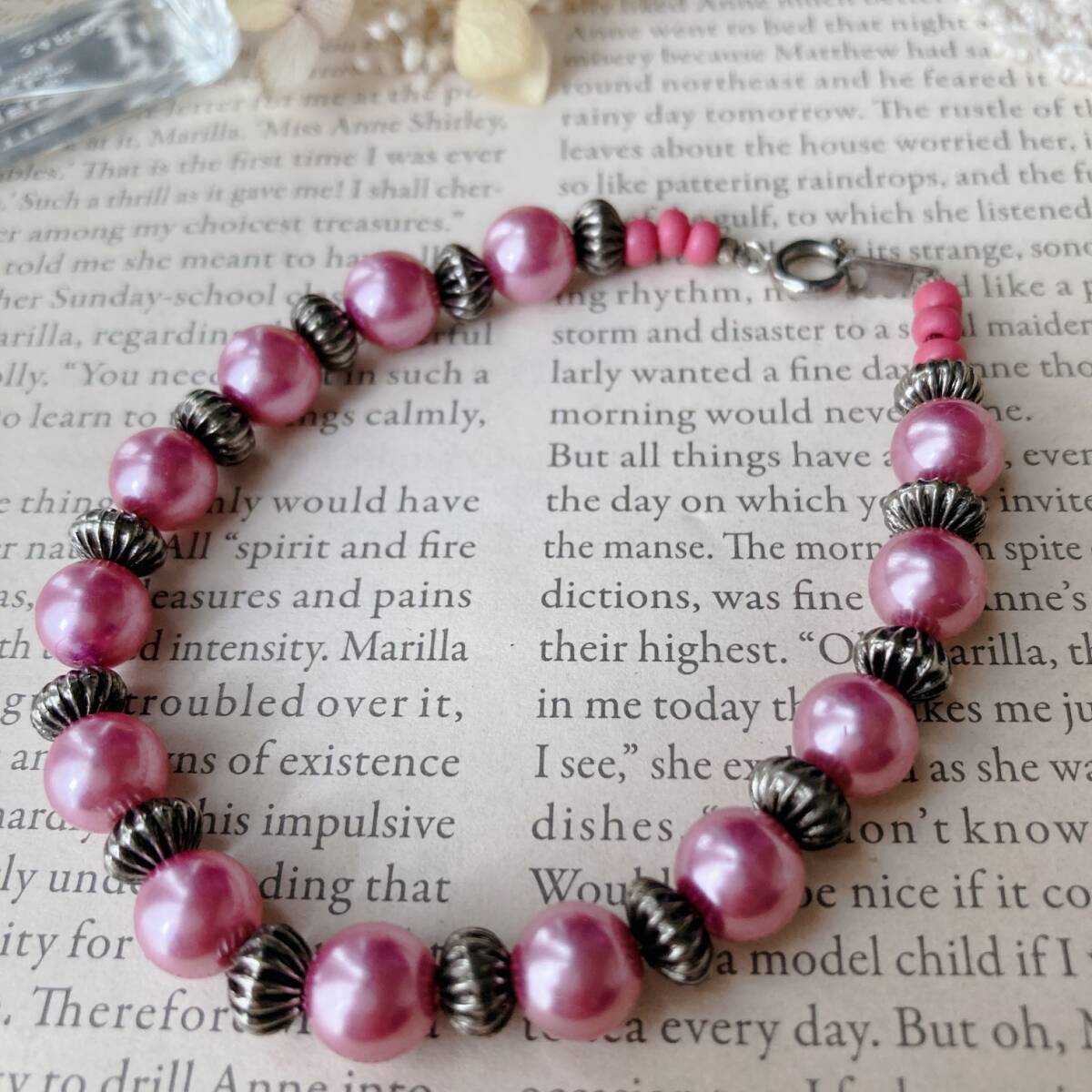 ヴィンテージブレスレット パール ピンク シルバー エスニック☆Vintage jewelry accessories R0091 拍卖