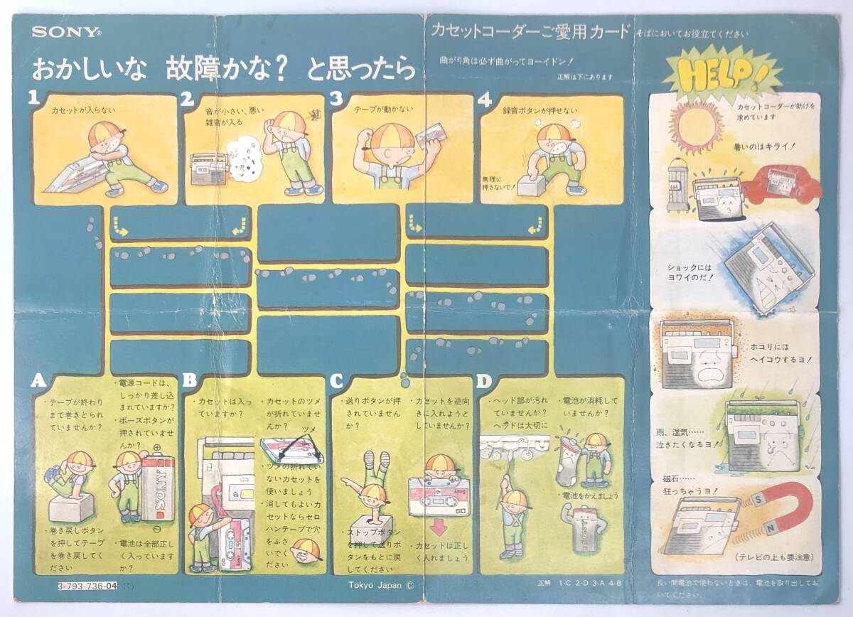 ソニー カセットコーダー「ご愛用カード/別売アクセサリー」(SONY/昭和40年代?/レトロ/JUNK)拍卖