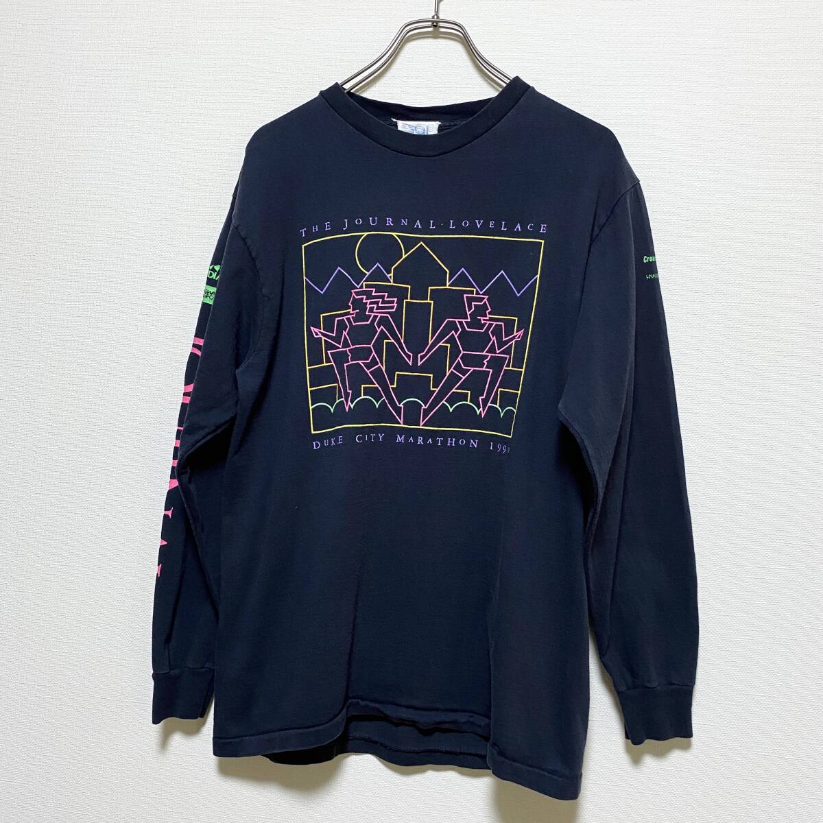 アメリカ古着 90s DUKE CITY MARATHON 長袖 Tシャツ ロンT マラソン 90年代 USA製 Lサイズ 【Q324】拍卖