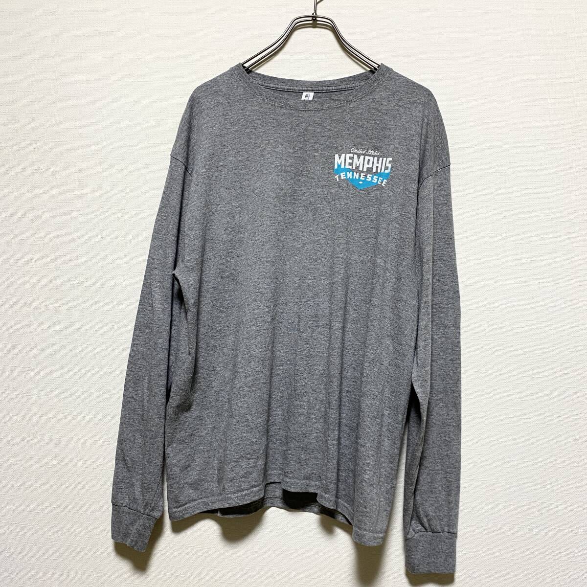 アメリカ古着 メンフィス 地名プリント 長袖 Tシャツ ロンT US古着 クルーネック Lサイズ 【W64】拍卖