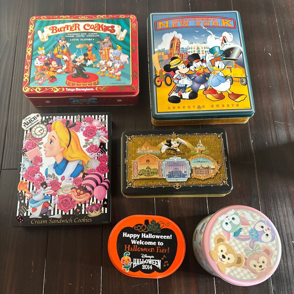ディズニー★お菓子★お土産★空き缶★中古★いろいろセット①★ダッフィ★ハロウィン★ホテル★アリス★クッキー缶★まとめ売り拍卖