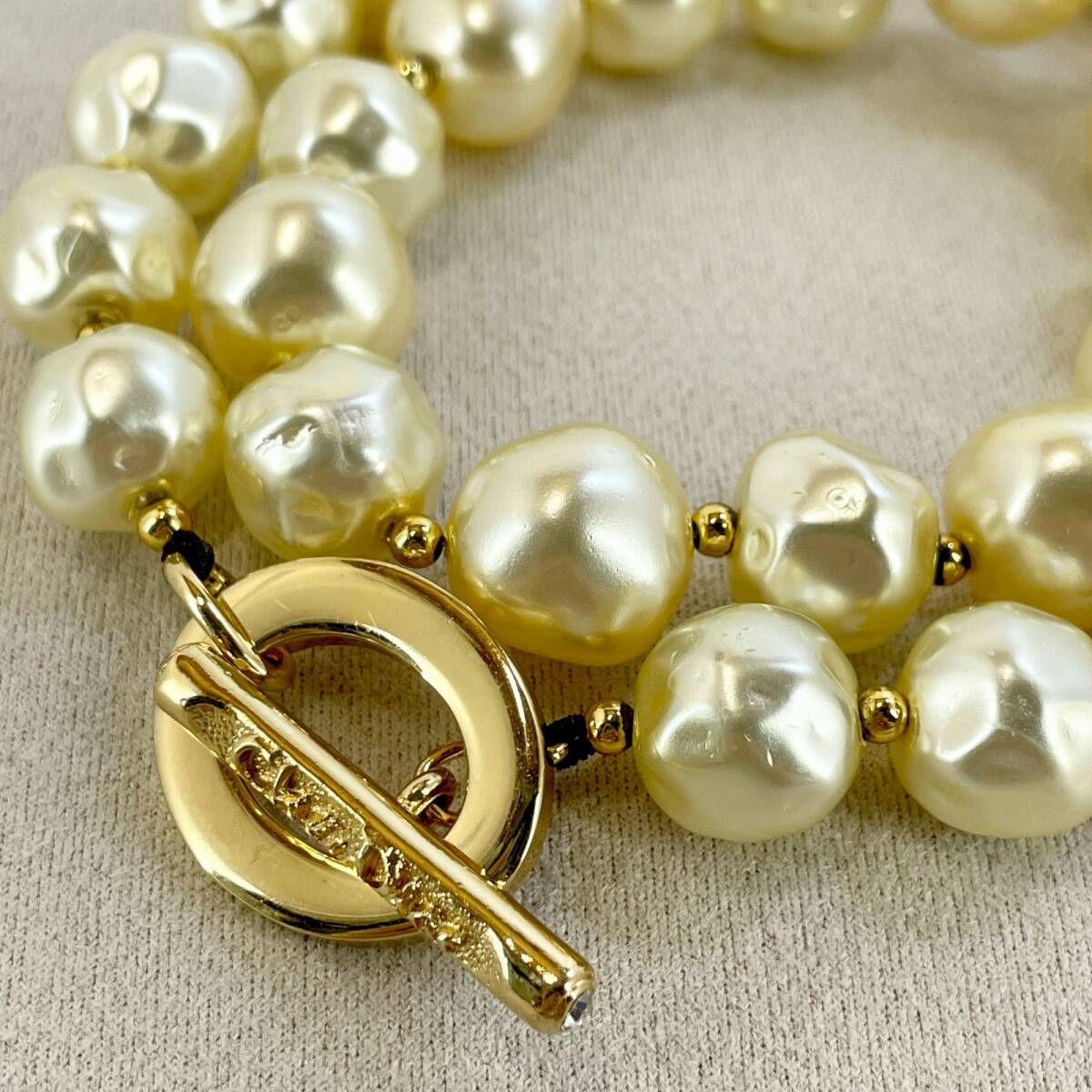 ディオール ゴールド トグル フェイクパール ネックレス/24-2117拍卖