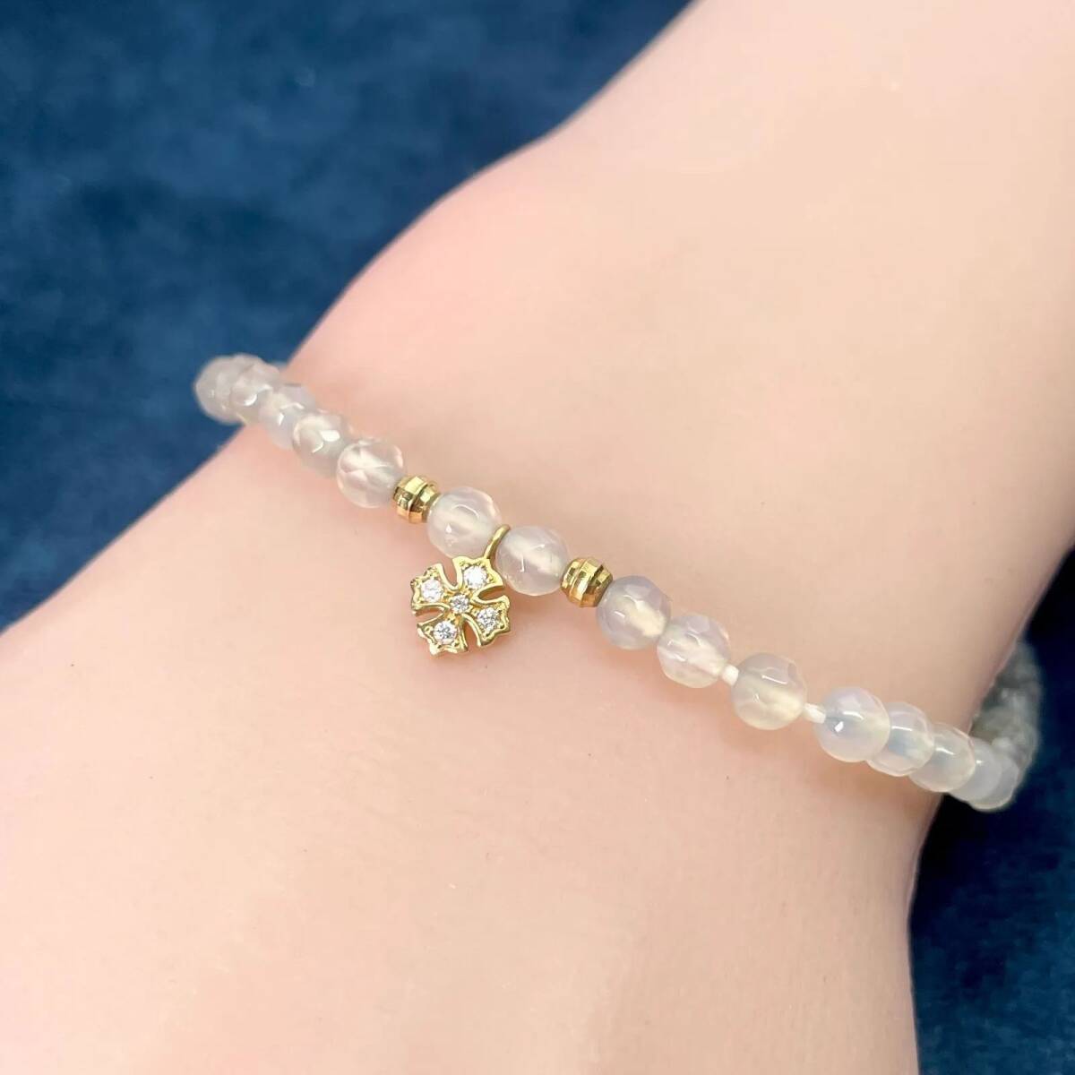 ローリーロドキン K18 天然石 ブレスレット クロス /24-2255S拍卖